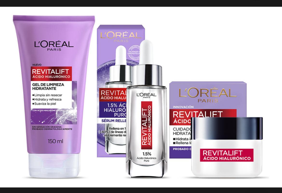 Kit L'oréal Paris Ácido Hialurónico Gel + Crema Día + Sérum