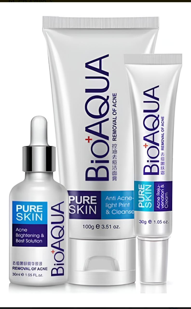 Set De 3 Pure Skin Bioaqua Retira Acne Espinillas Grasa  Mixta