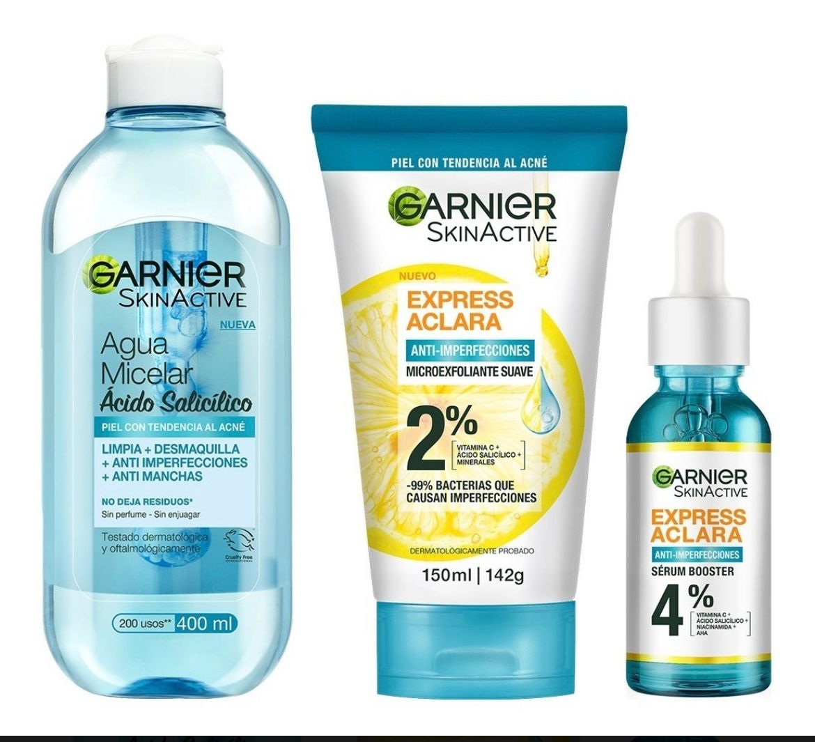 Kit Garnier rutina express aclara anti-imperfecciones ácido salicílico