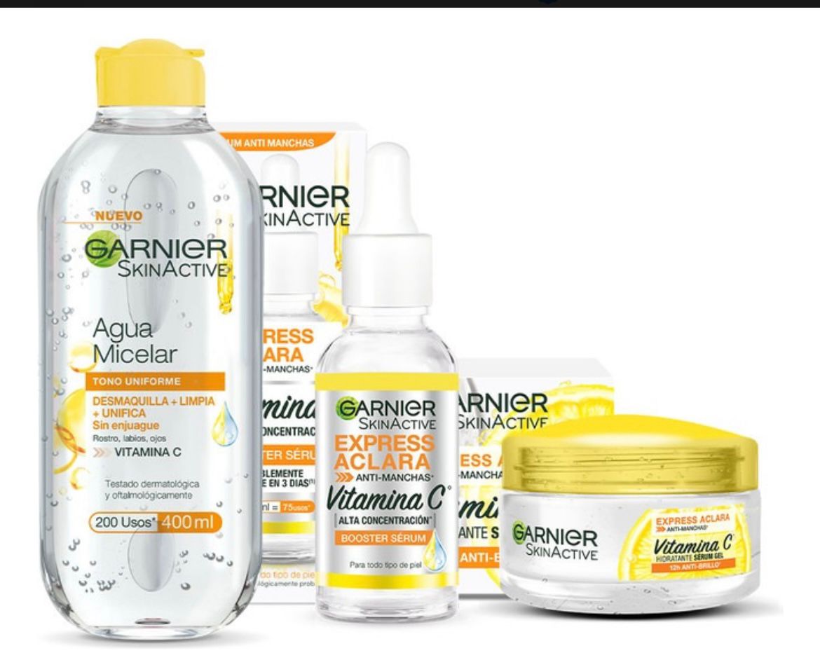 Kit Garnier Express Aclara Vitamina C 3 Pasos - 480 Ml.