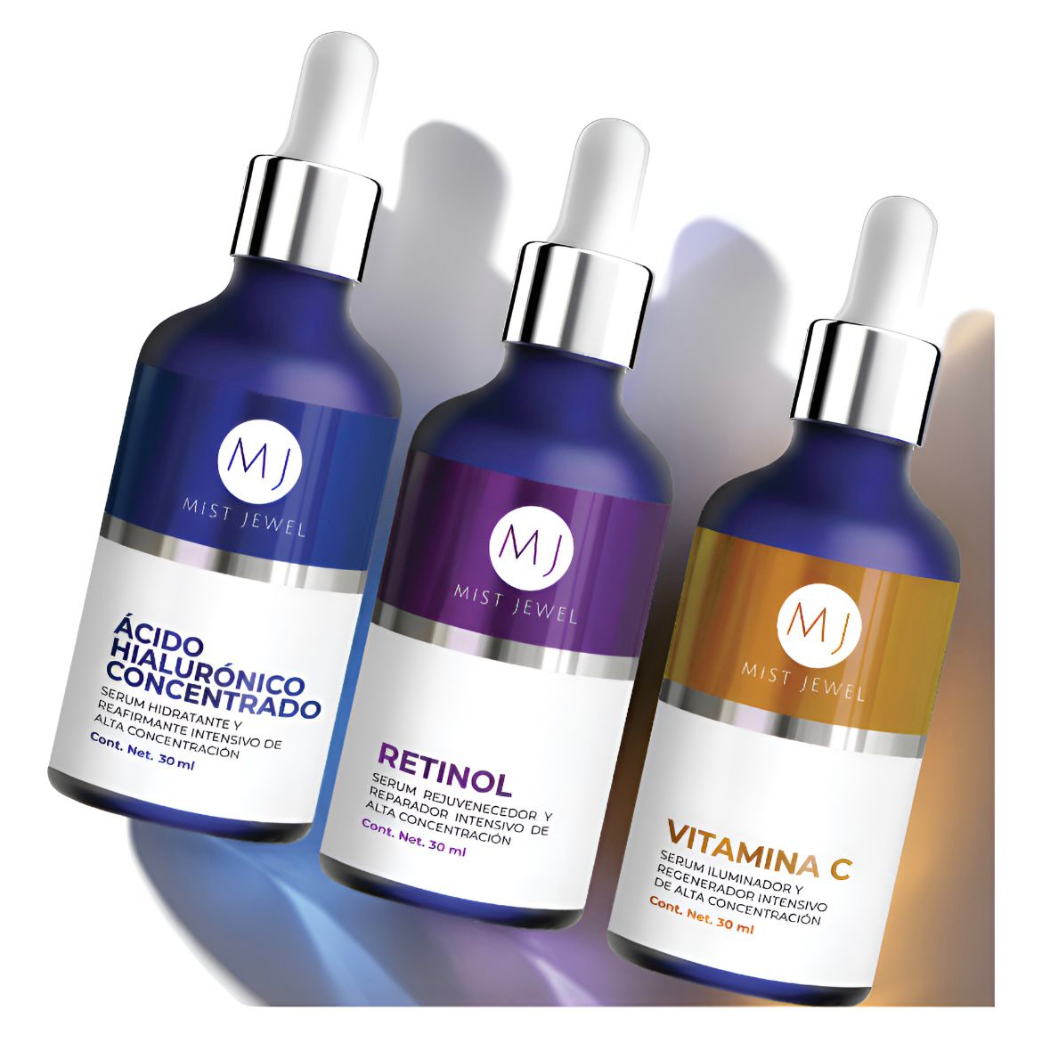 Kit Facial Con 3 Sueros Acido Hialurónico, Retinol, Vit C Todo Tipo De Piel Día/noche.