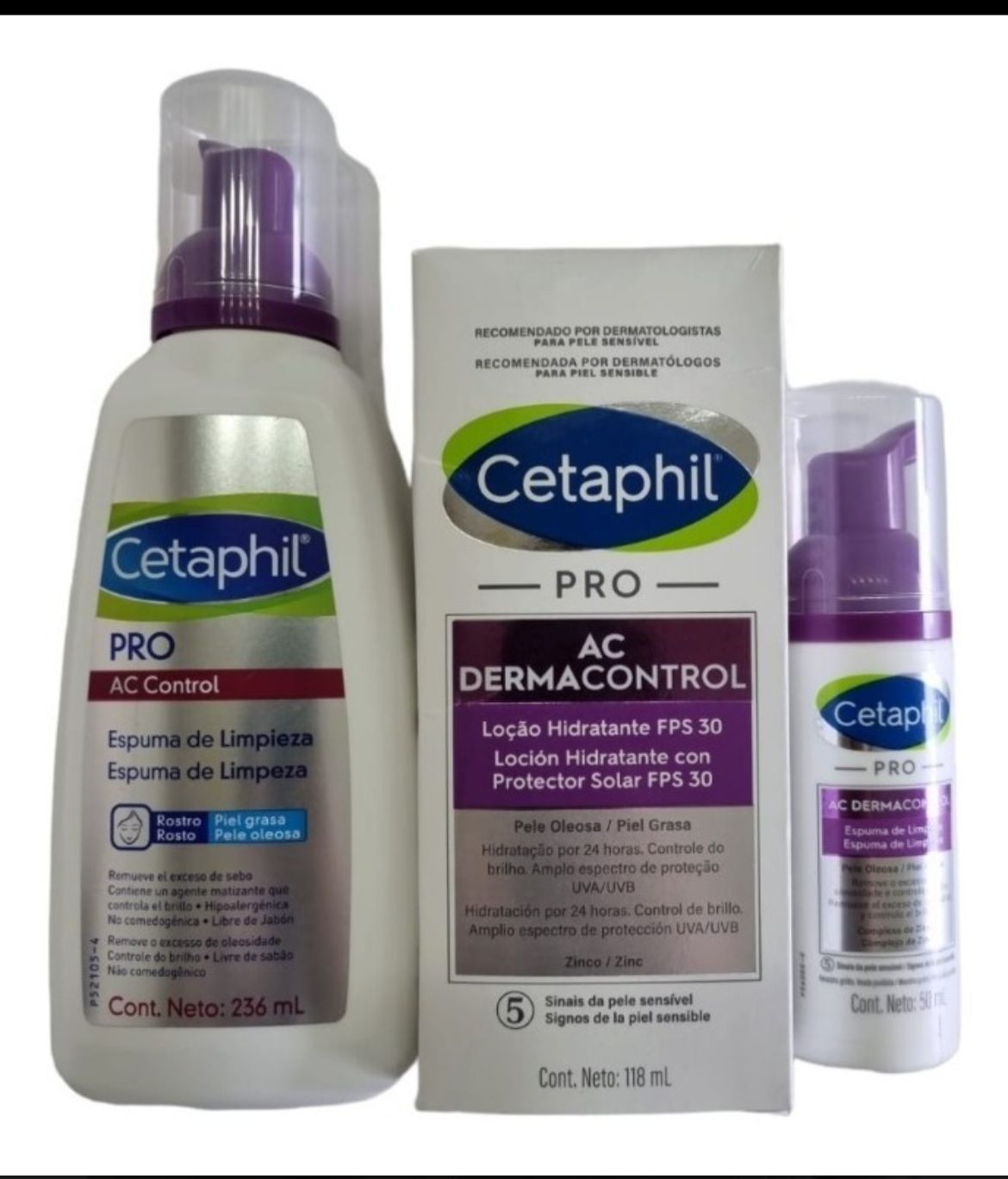Kit Cetaphil Pro Ac Control Crema Y Espuma + 1 Mini 50ml Tipo de piel Grasa