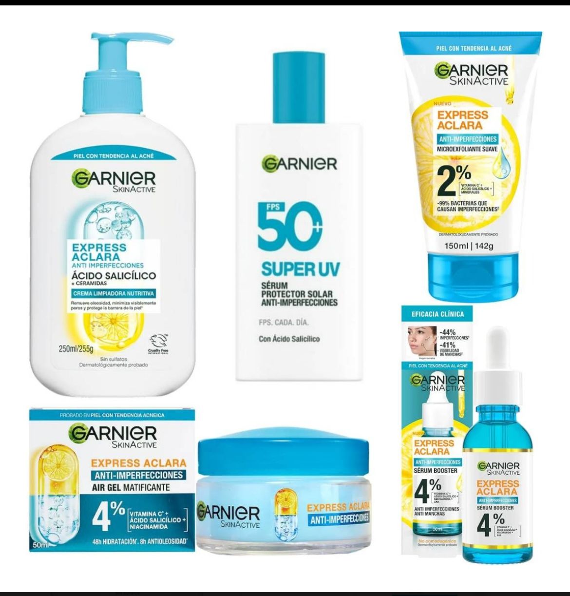 Rutina Express Aclara 5p Antiacné Crema Nutritiva+gel Exfoli Acneica