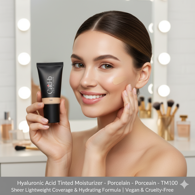 Hyaluronic Acid Tinted Moisturizer – Porcelain – TM100 | Sheer Lightweight Coverage & Hydrating Formula | Vegan & Cruelty-Free